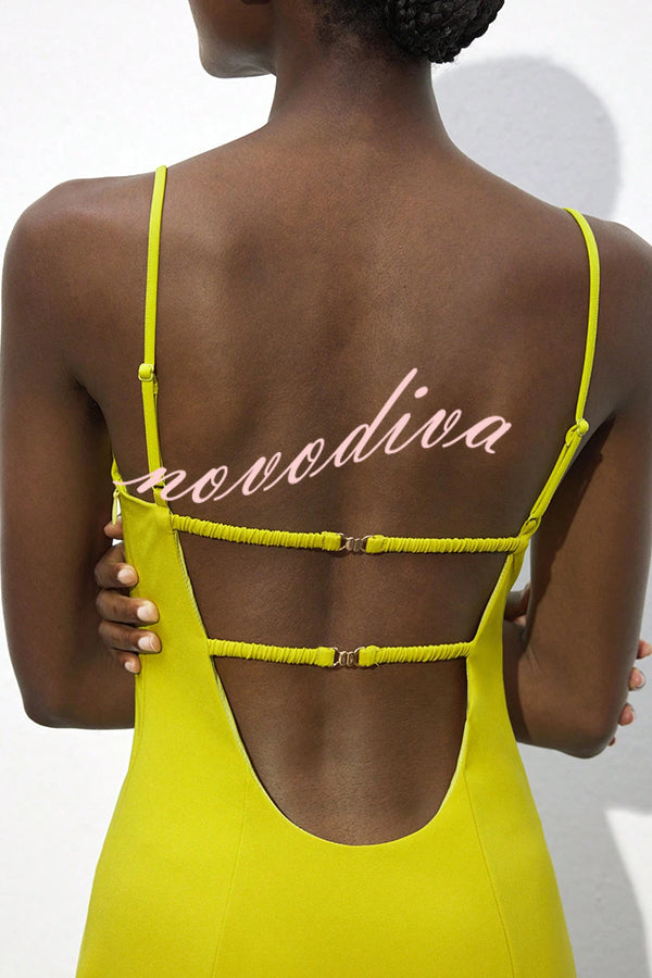 Sexy Hollow Strap Backless Slim Midi Dress
