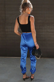 Something Great Satin Pocketed Elastic Waist Cargo Pants