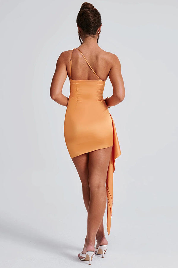 Sexy Slim Fit Backless One-shoulder Satin Mini Dress