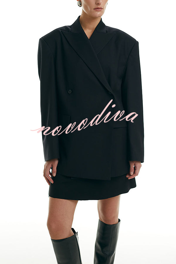 Urban Charm Shoulder Pads Asymmetrical Back Button Lapel Oversized Blazer