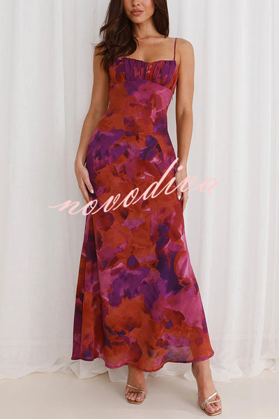 Fashion Tie-dye Backless Suspender Holiday Maxi Dress