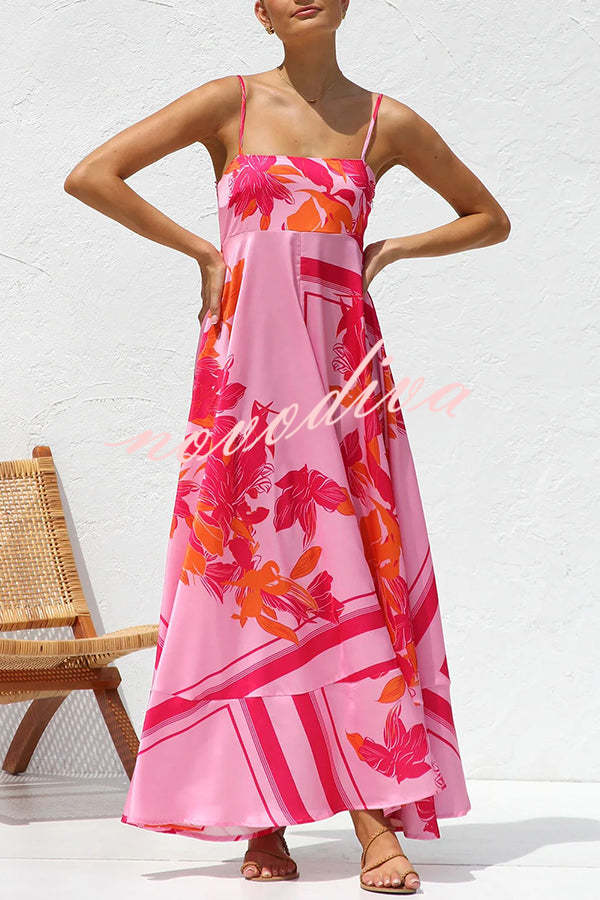 Bailey Unique Print Back Smocked A-line Slip Maxi Dress