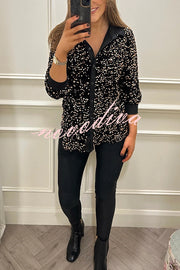 Fashion Velvet Sequined Loose Casual Long-sleeved Shirt