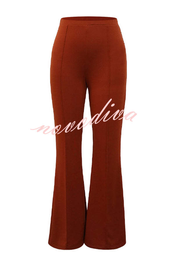 Downtown Dates High Rise Elastic Waist Stretch Flared Pants