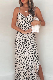 Leopard Print Sexy Suspender Slim Fit Midi Dress