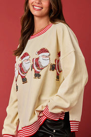 Christmas Decoration Sequined Round Neck Long Sleeve Sweatshirt