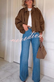 Fashion Lapel Long-sleeved Casual Bomber Jacket