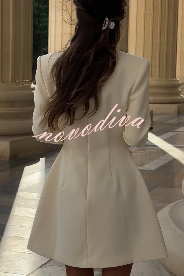 Solid Color Long-sleeved Slim-fit Button-down Casual Mini Dress