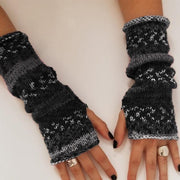 Christmas print half finger gloves