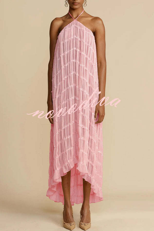 Versatility and Vintage Charm Pleated Drawstring Waist Tiered Maxi Skirt