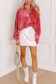 Solid Color Velvet Light-sensitive Drape Loose Shirt