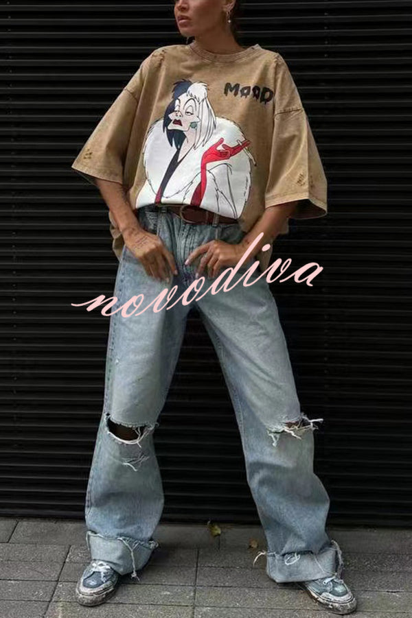 Halloween Anime Print Loose Casual Round Neck Short-sleeved T-shirt