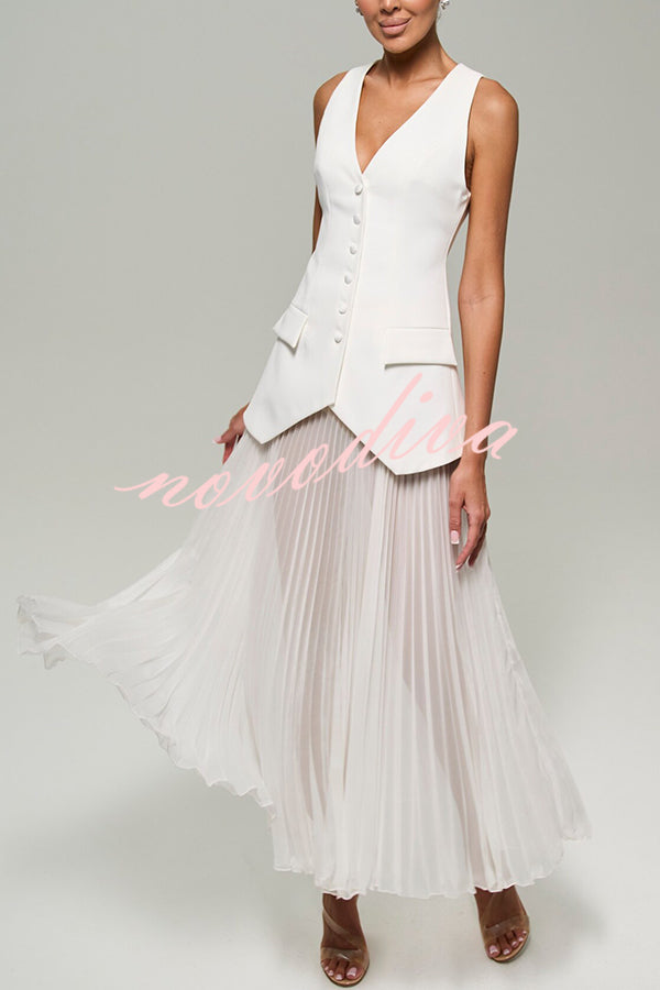 Modern Day Chiffon Pleated High Rise A-line Midi Skirt