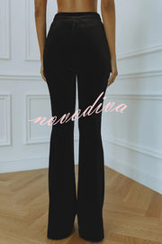 Delicate Daze Velvet High Rise Elastic Waist Flare Pants