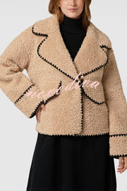 Lamb Wool Casual Lapel Loose Pocket Coat