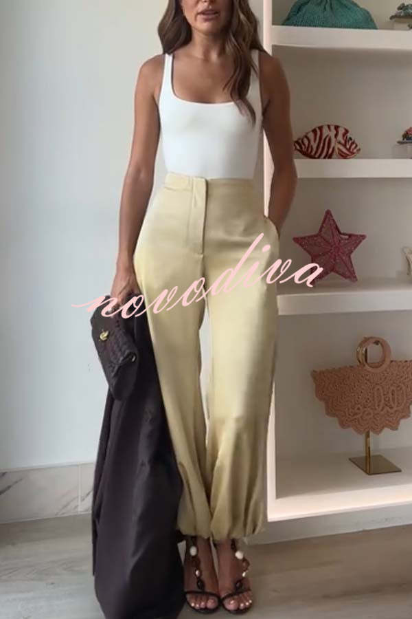 City Phantom Satin High Rise Pocket Aladdin Bloomers Pants