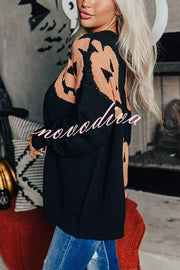 Hey Pumpkin Knit Loose Pullover Halloween Sweater