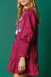 Nutcracker Sequined Button Down Long Sleeve Mini Dress