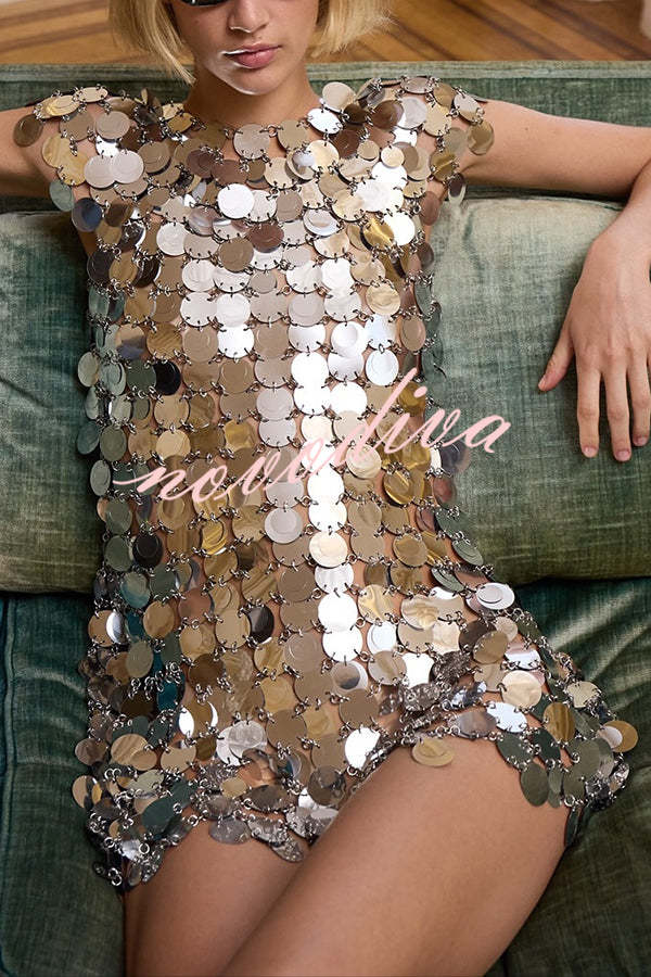 Sexy Sparkly Sequined Cutout Mini Dress
