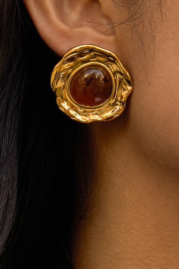 Stylish and Luxurious Titanium Steel Resin Earrings