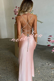 Sexy Backless Suspender High Slit Slim Maxi Dress