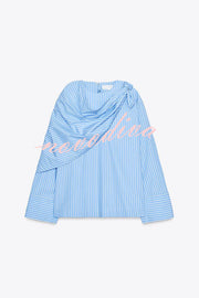 Meliora Striped Multi Position Scarf Long Sleeve H-line Shirt