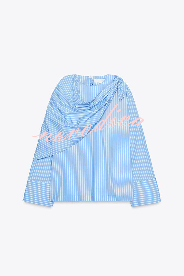 Meliora Striped Multi Position Scarf Long Sleeve H-line Shirt
