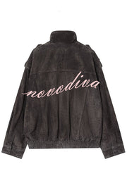 Fashionable Suede Loose Pocket Leather Jacket