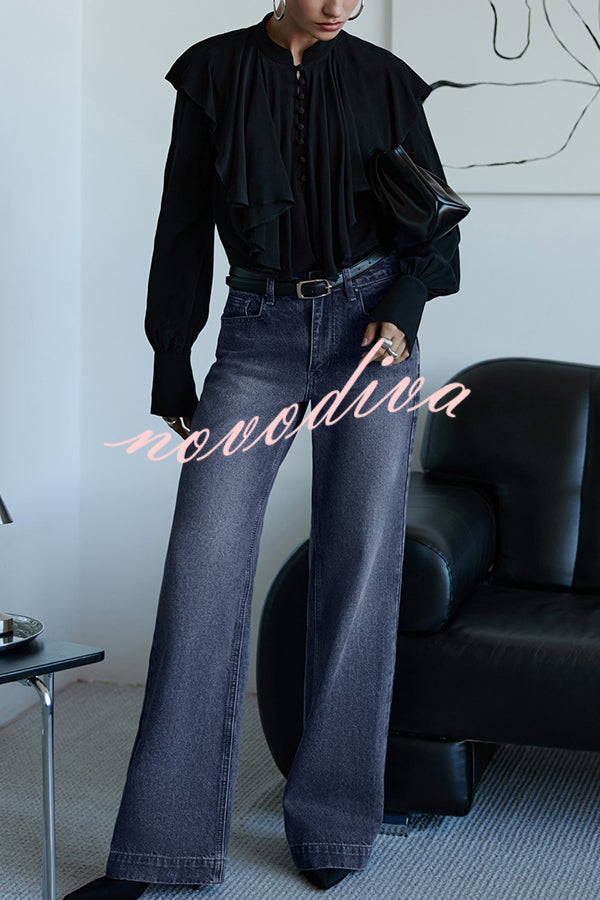 Court-style Draped Ruffled Elegant Chiffon Blouse