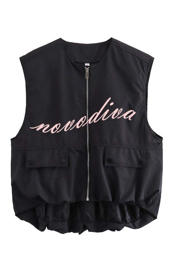 Fashionable Loose Sleeveless Pocket Casual Vest