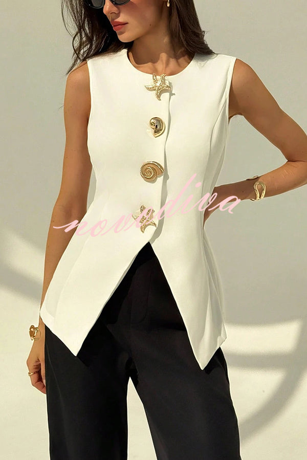 British Elegant Conch and Starfish Decorated Sleeveless Versatile Vest