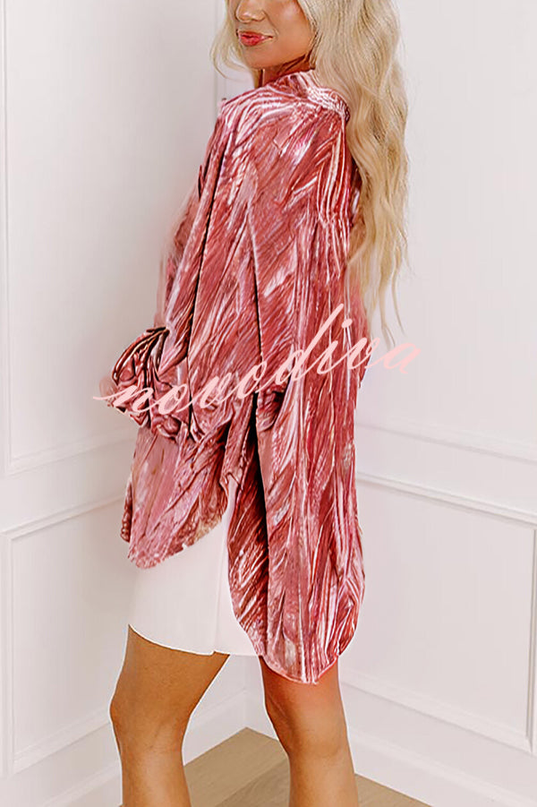 Solid Color Velvet Light-sensitive Drape Loose Shirt