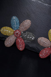 New Rhinestone Colorful Flower Earrings