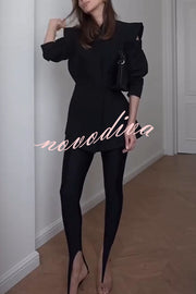 Fashionable Pioneer Stand V-neck Split Sleeve Loose Blazer