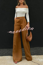 Solid Color Casual Pocket Loose Wide-leg Pants