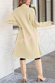 Solid Color Long-sleeved Casual Loose Pocket Mid-length Cardigan