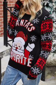 Christmas Print Crew Neck Long Sleeve Sweater