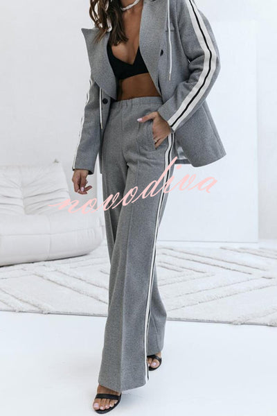 Easy Street Sporty Patchwork Elastic Waist Pocketed Loose Pants