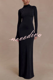 Sexy Backless Long-sleeved Stretch Slim-fit Maxi Dress