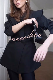 Fashionable Pioneer Stand V-neck Split Sleeve Loose Blazer