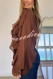 Fashion V-neck Long Sleeve Elegant Loose Shirt