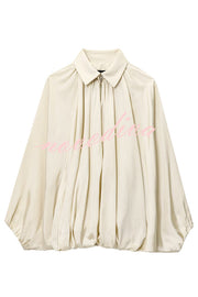 Fashion Lapel Loose Puff Long Sleeve Casual Zipper Jacket