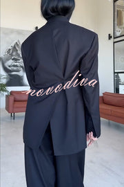 Urban Charm Shoulder Pads Asymmetrical Back Button Lapel Oversized Blazer