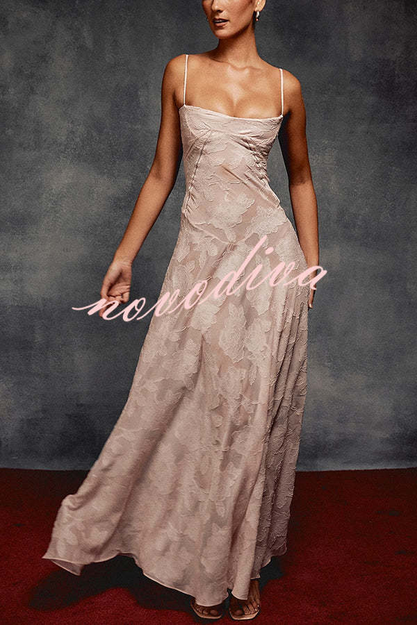 Fashion Sexy Suspenders See-through Holiday Slim Maxi Dress
