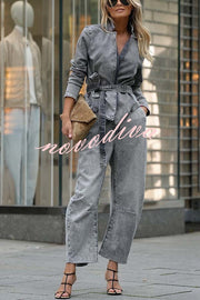 Casual Meetup Washed Denim Mid Rise Pocketed Barrel Jeans
