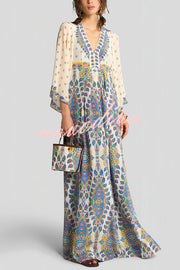 Unique Printed V-Neck Loose Elegant Maxi Dress