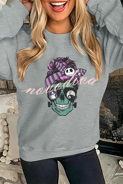 Halloween Creative Printed Round Neck Long Sleeve Sweatshirt