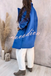 A Pleasant Winter Button Up Long Sleeve Pocket Lapel Loose Midi Jacket