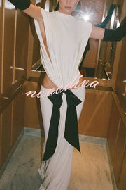 Sexy Open Back Bow Embellished Elegant Fishtail Maxi Dress
