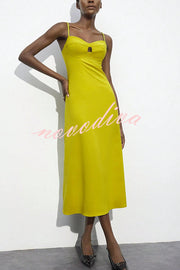Sexy Hollow Strap Backless Slim Midi Dress